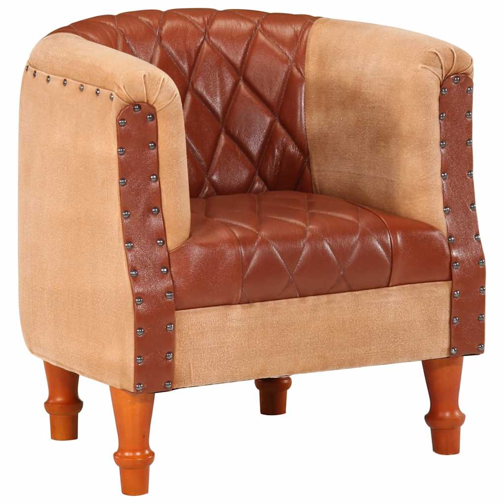 Kuipstoel echt leer en massief mangohout bruin is nu te koop bij PeponiXL, paradijselijk wonen!
