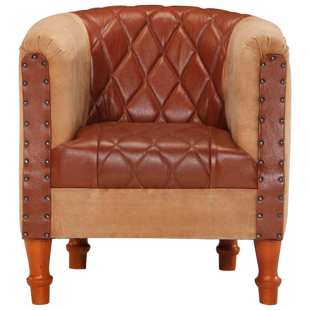 Kuipstoel echt leer en massief mangohout bruin is nu te koop bij PeponiXL, paradijselijk wonen!