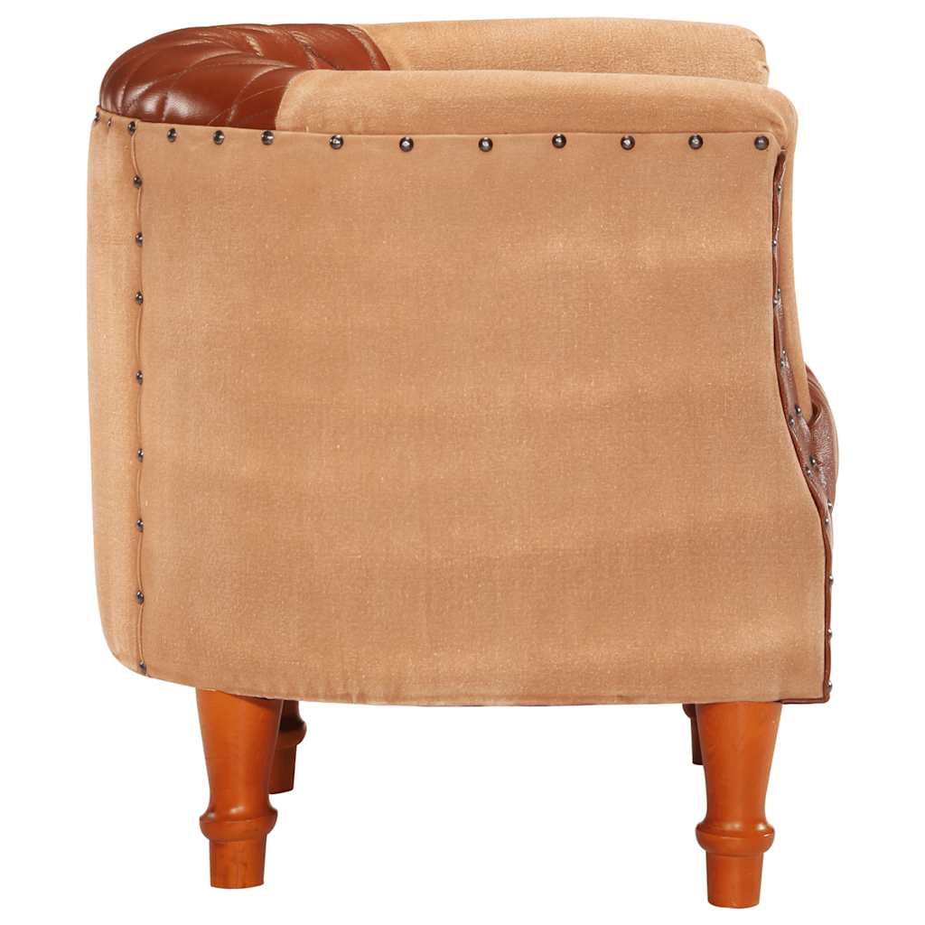 Kuipstoel echt leer en massief mangohout bruin is nu te koop bij PeponiXL, paradijselijk wonen!
