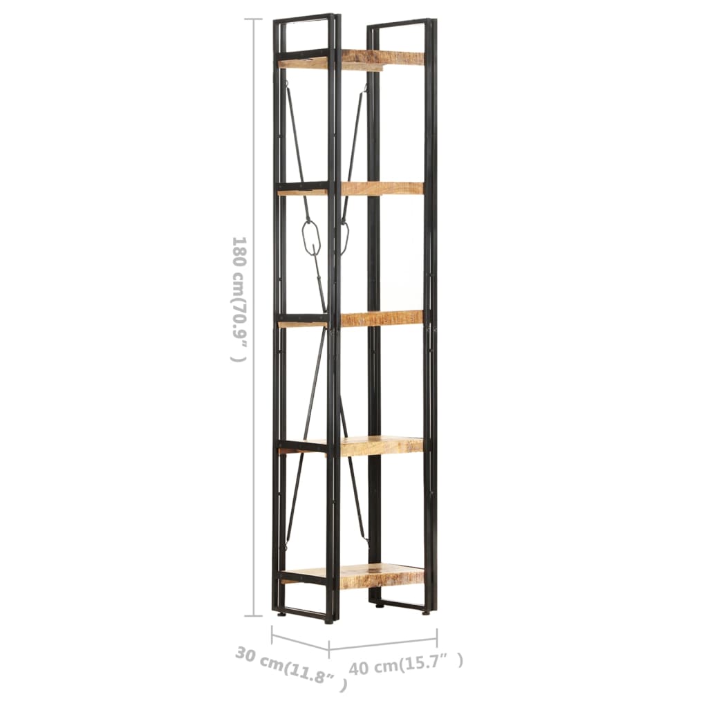 Boekenkast met 5 schappen 40x30x180 cm massief mangohout is nu te koop bij PeponiXL, paradijselijk wonen!