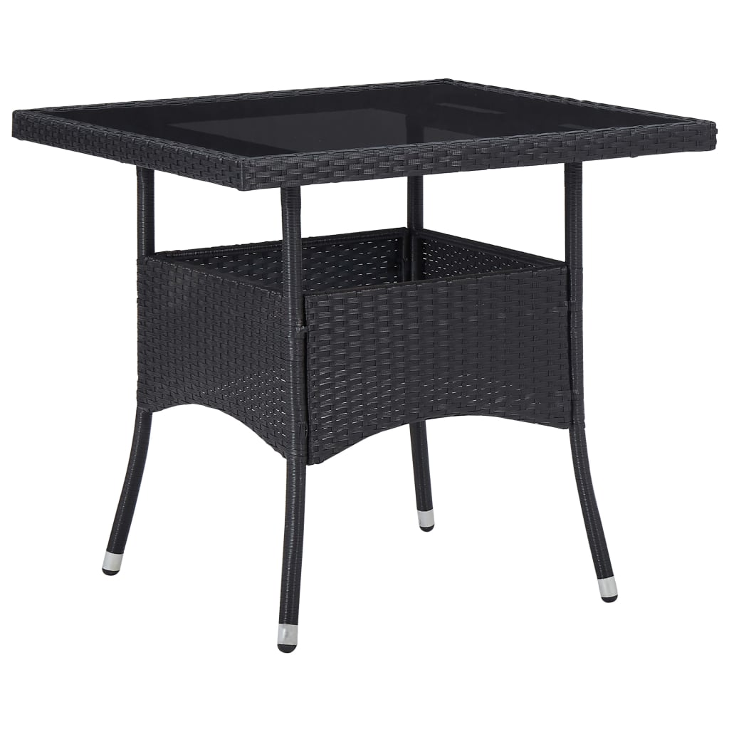 3-delige Tuinset poly rattan en acaciahout zwart