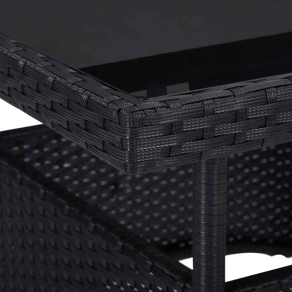 3-delige Tuinset poly rattan en acaciahout zwart