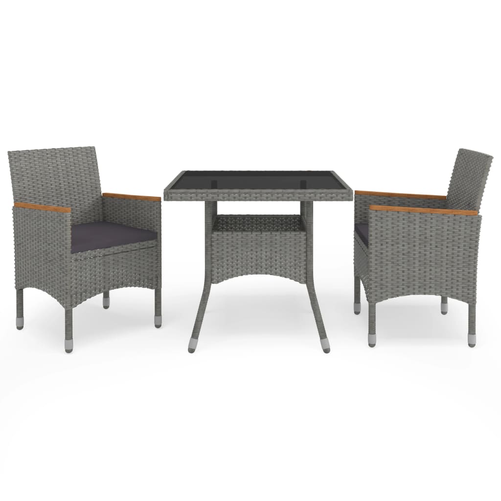3-delige Tuinset poly rattan en acaciahout grijs is nu te koop bij PeponiXL, paradijselijk wonen!