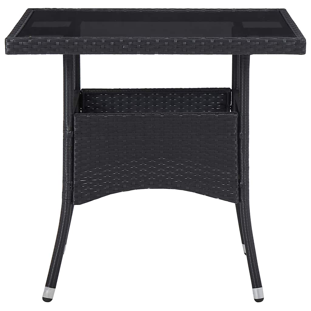 5-delige Tuinset poly rattan en glas zwart