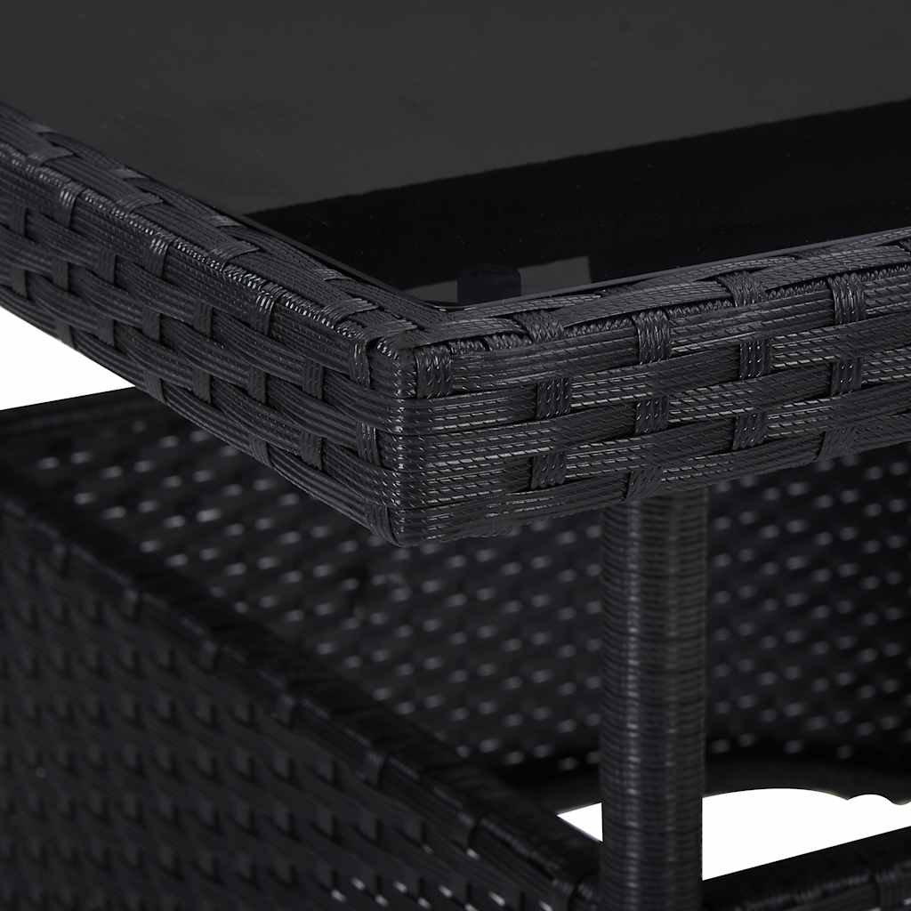 5-delige Tuinset poly rattan en glas zwart