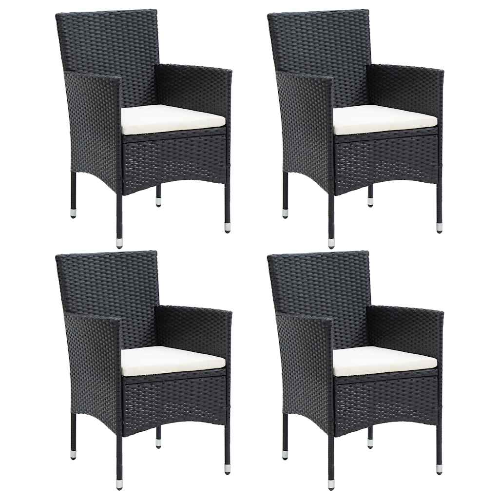 5-delige Tuinset poly rattan en glas zwart