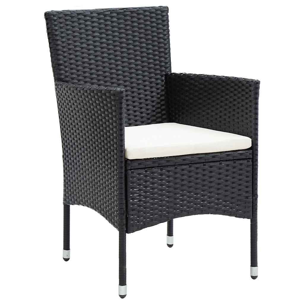 5-delige Tuinset poly rattan en glas zwart
