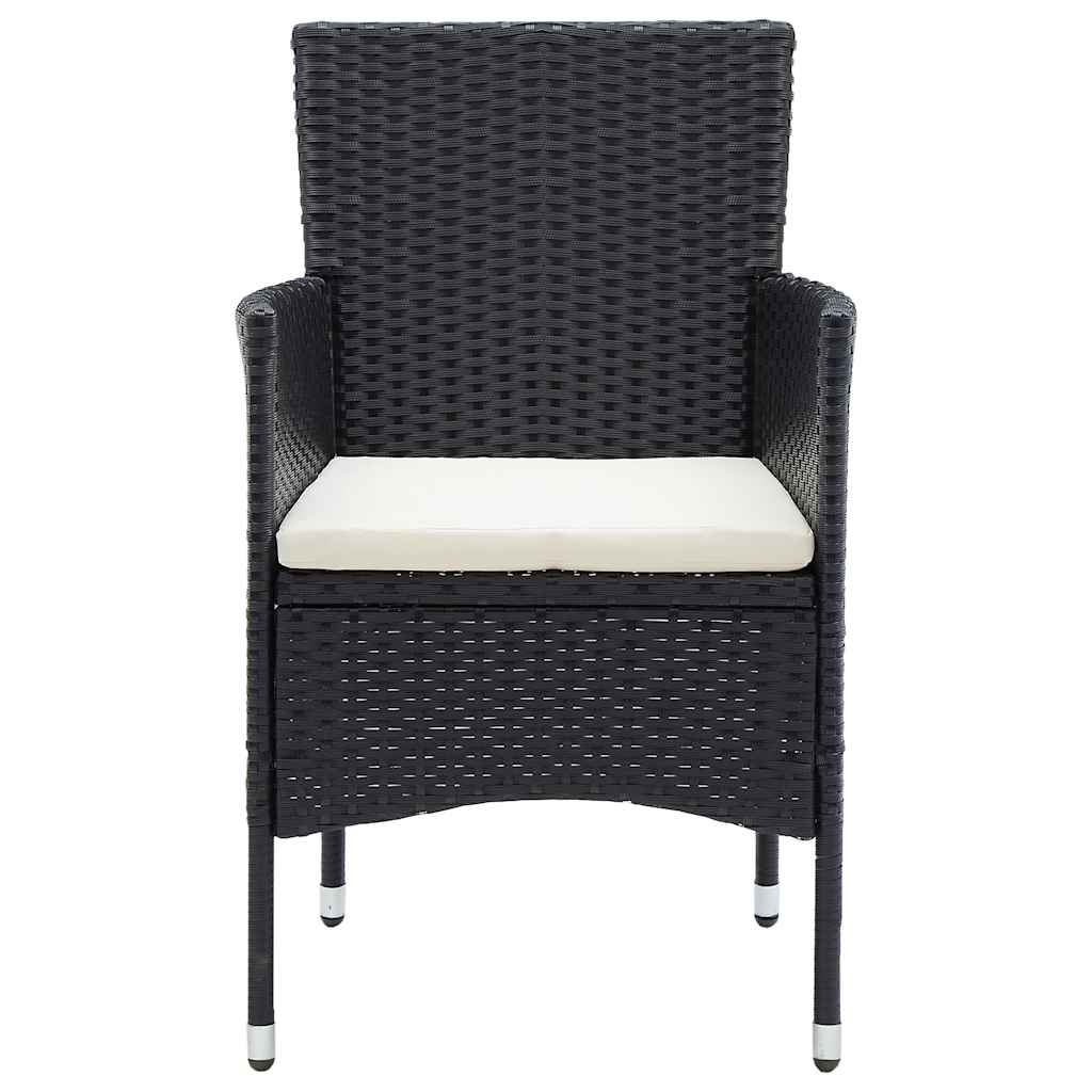 5-delige Tuinset poly rattan en glas zwart