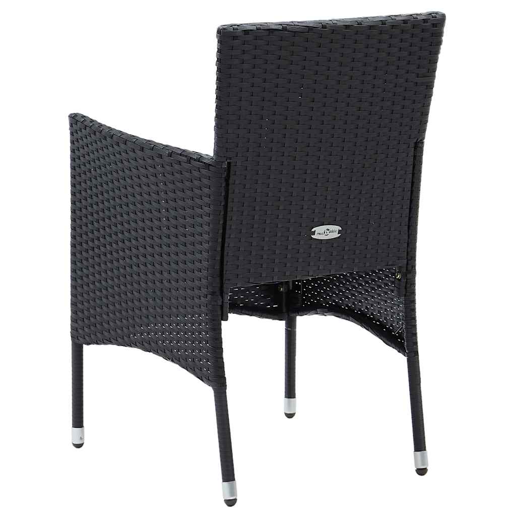5-delige Tuinset poly rattan en glas zwart