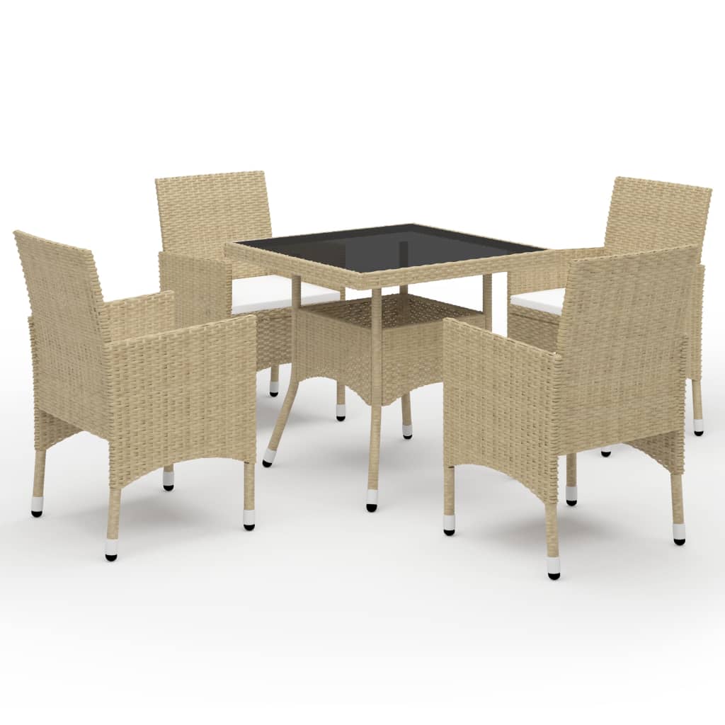 5-delige Tuinset poly rattan en glas beige is nu te koop bij PeponiXL, paradijselijk wonen!
