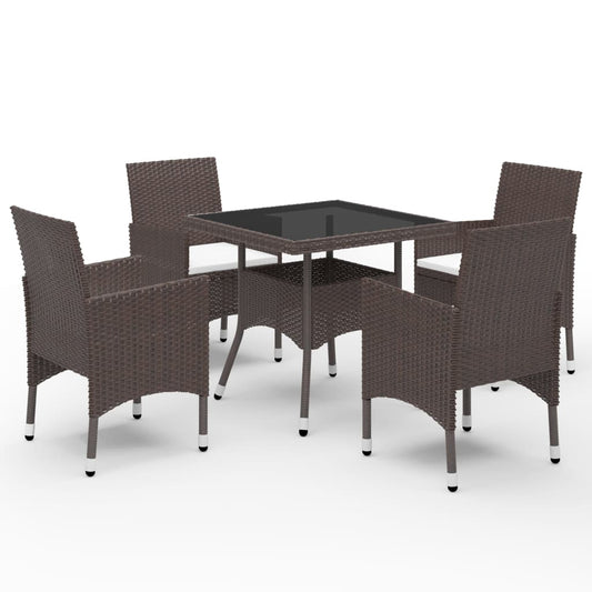 5-delige Tuinset poly rattan en glas bruin is nu te koop bij PeponiXL, paradijselijk wonen!