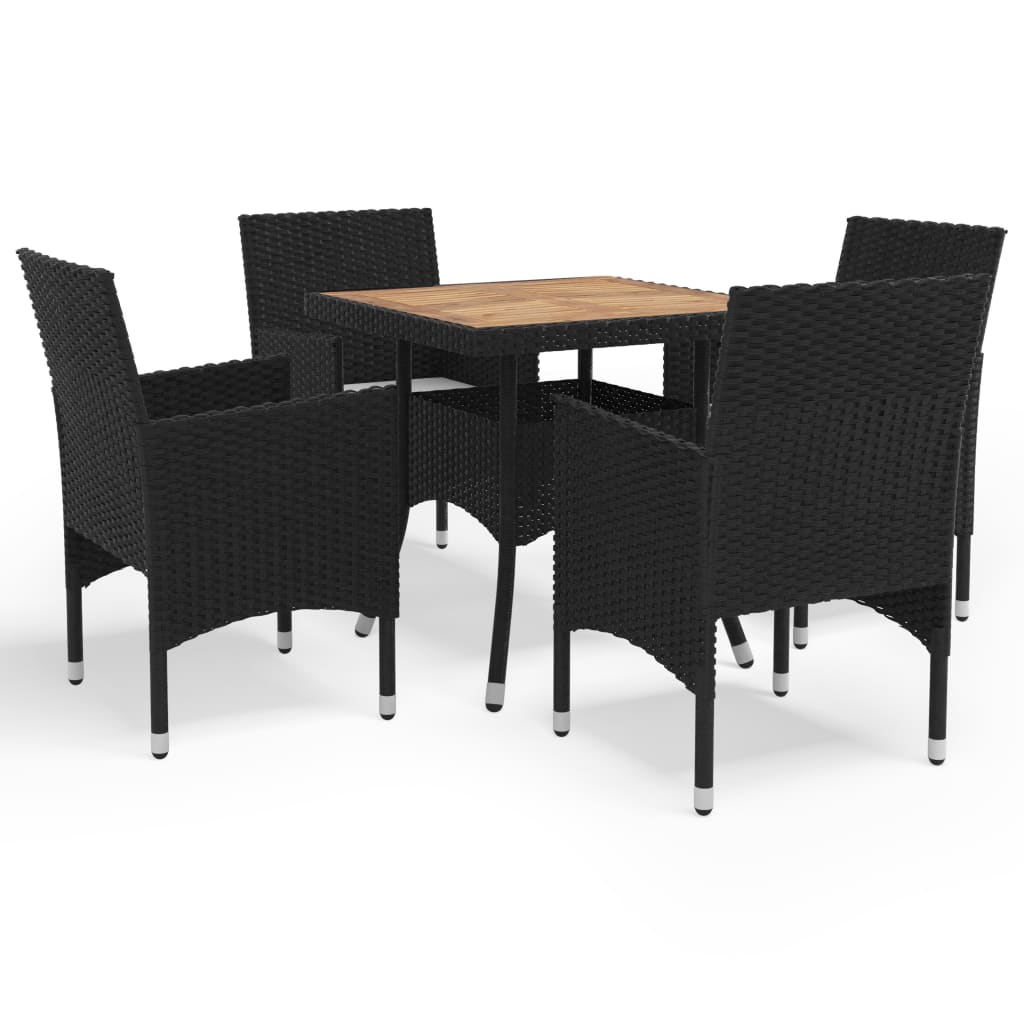 5-delige Tuinset poly rattan en acaciahout zwart is nu te koop bij PeponiXL, paradijselijk wonen!