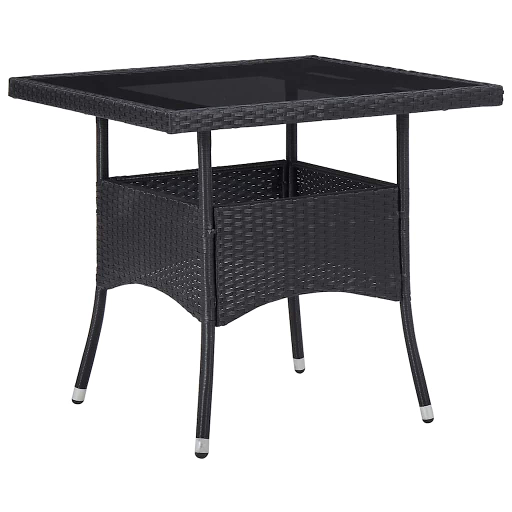 5-delige Tuinset poly rattan en acaciahout zwart