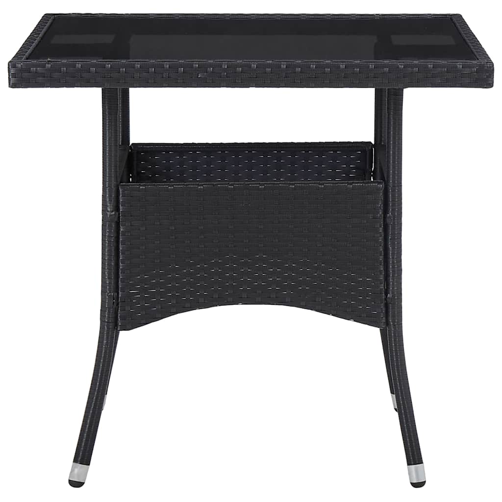5-delige Tuinset poly rattan en acaciahout zwart