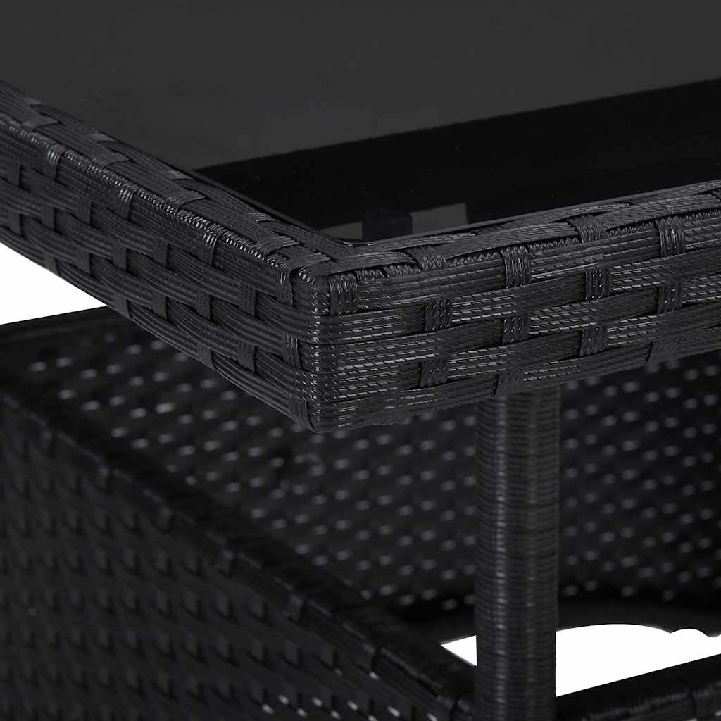 5-delige Tuinset poly rattan en acaciahout zwart
