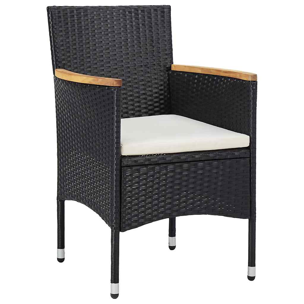 5-delige Tuinset poly rattan en acaciahout zwart