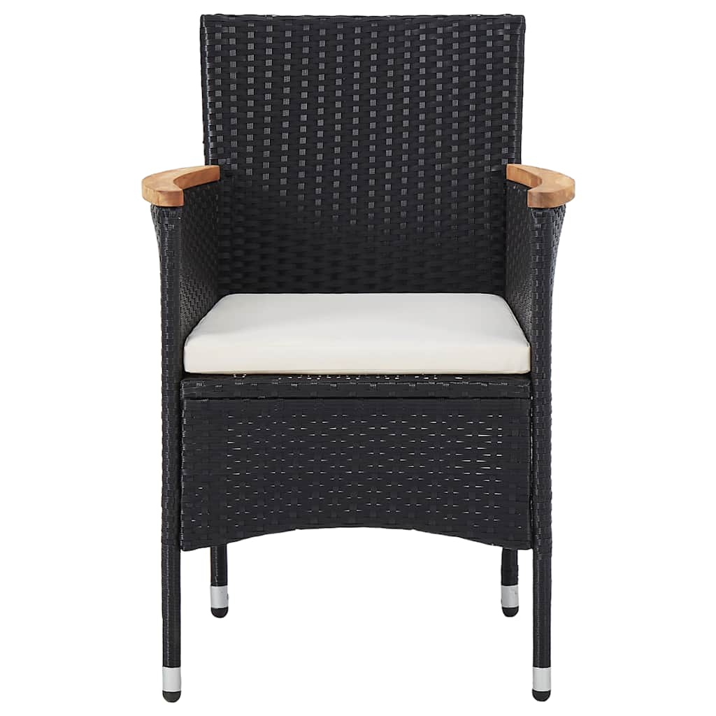 5-delige Tuinset poly rattan en acaciahout zwart