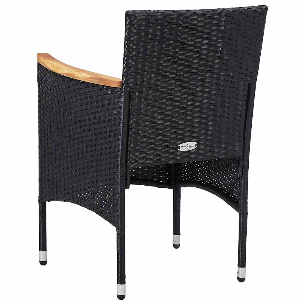 5-delige Tuinset poly rattan en acaciahout zwart