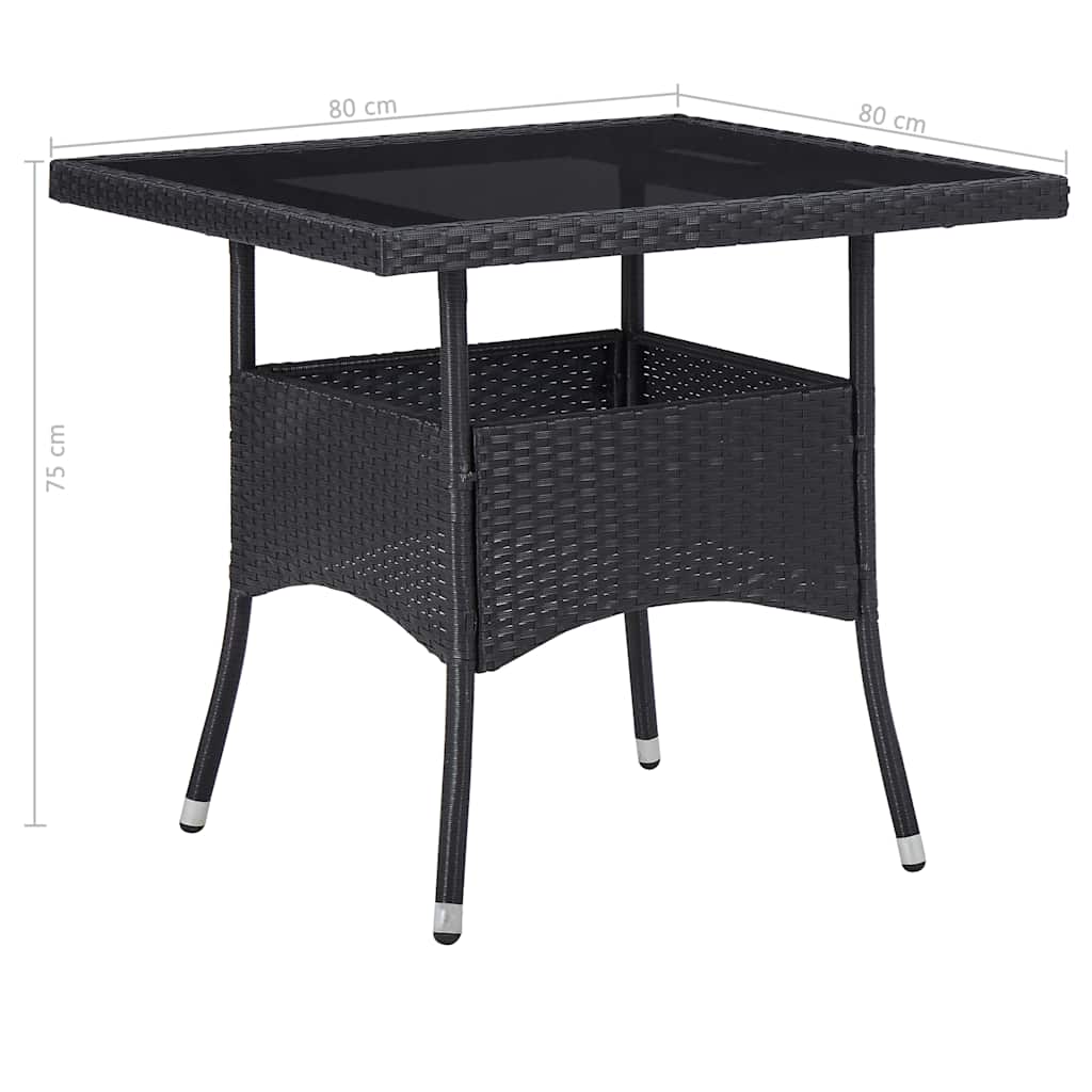 5-delige Tuinset poly rattan en acaciahout zwart