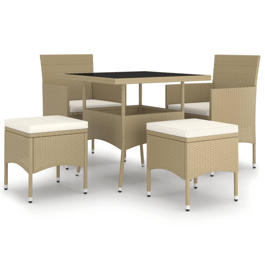 5-delige Loungeset poly rattan beige is nu te koop bij PeponiXL, paradijselijk wonen!