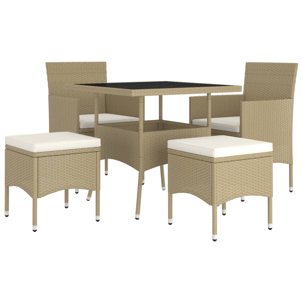 5-delige Loungeset poly rattan beige is nu te koop bij PeponiXL, paradijselijk wonen!