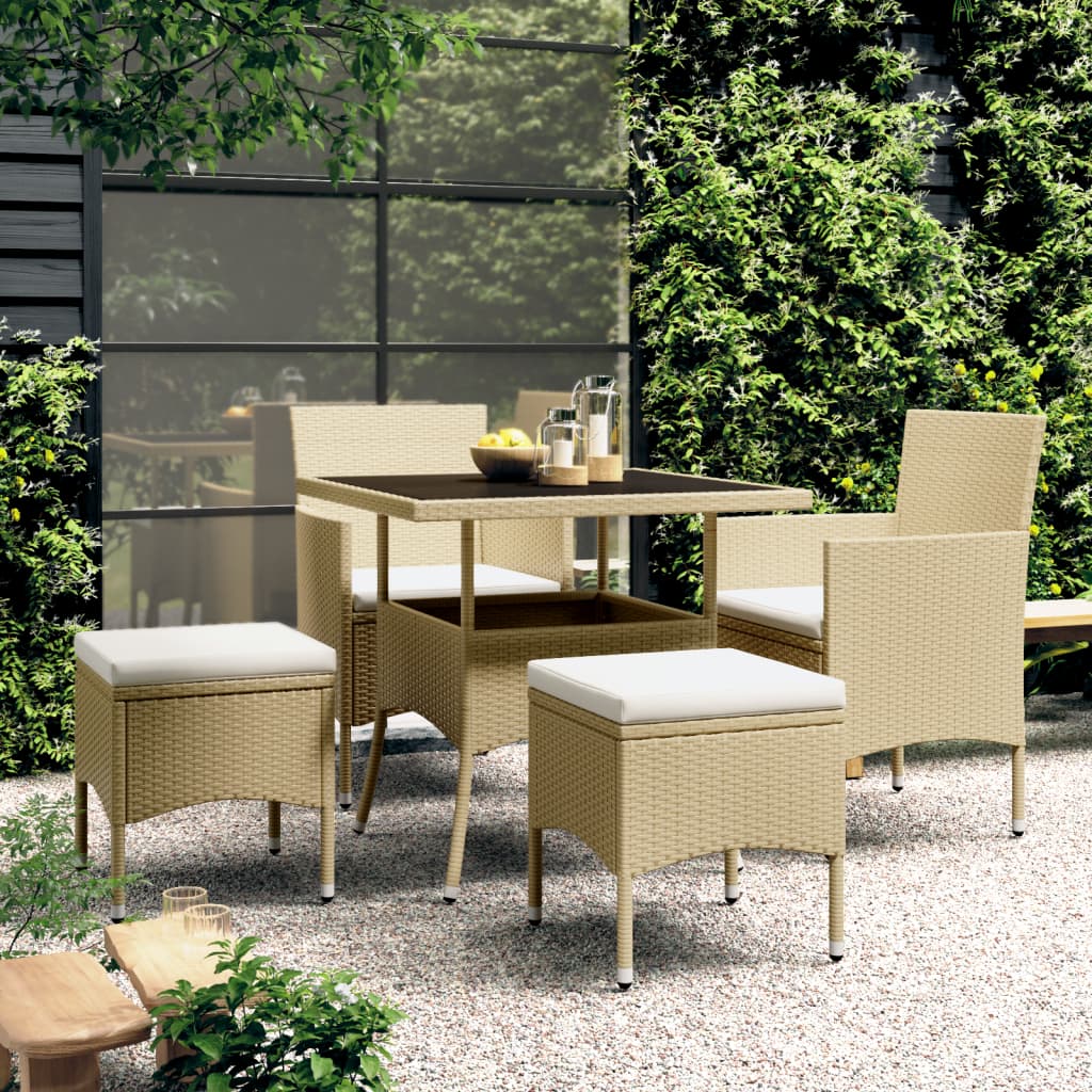 5-delige Loungeset poly rattan beige is nu te koop bij PeponiXL, paradijselijk wonen!