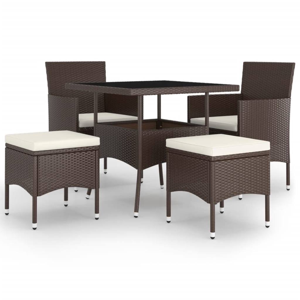 5-delige Loungeset poly rattan bruin is nu te koop bij PeponiXL, paradijselijk wonen!
