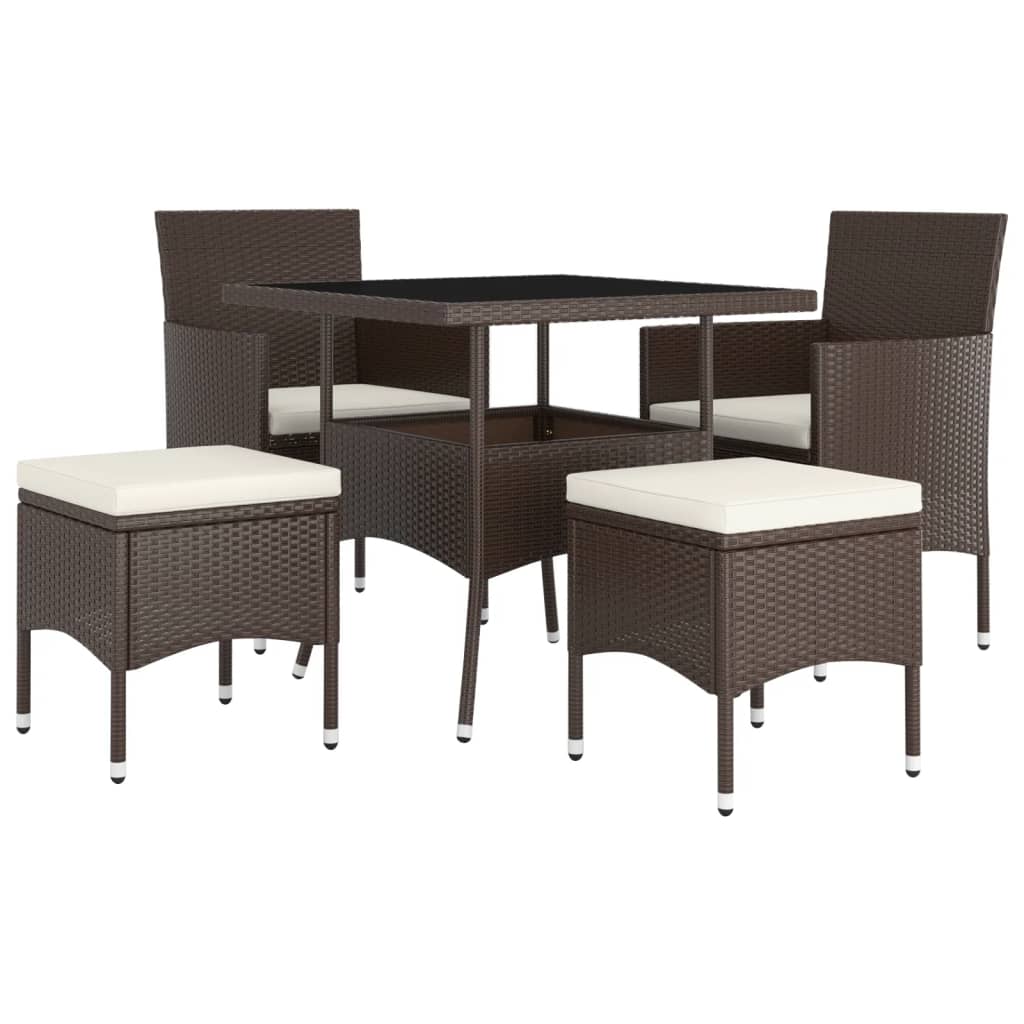 5-delige Loungeset poly rattan bruin is nu te koop bij PeponiXL, paradijselijk wonen!