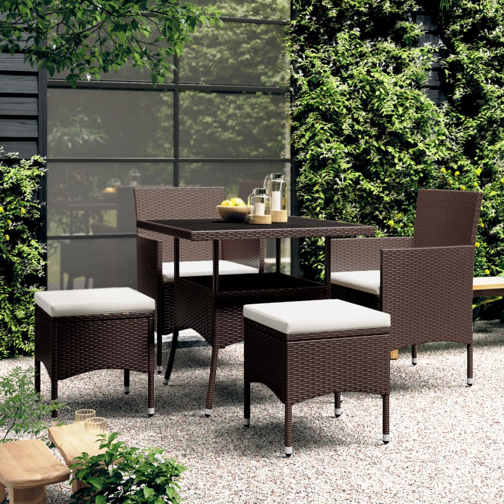 5-delige Loungeset poly rattan bruin is nu te koop bij PeponiXL, paradijselijk wonen!