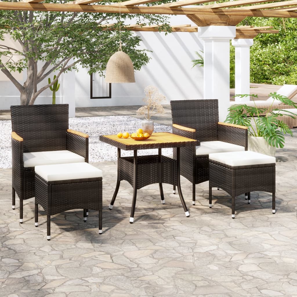 5-delige Tuinset poly rattan en massief acaciahout zwart is nu te koop bij PeponiXL, paradijselijk wonen!