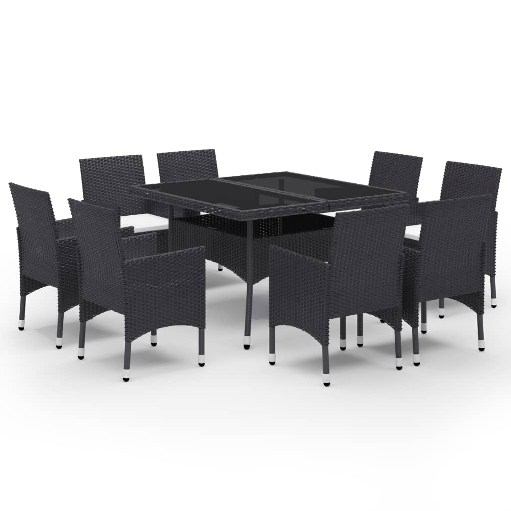 9-delige Tuinset poly rattan en glas zwart is nu te koop bij PeponiXL, paradijselijk wonen!