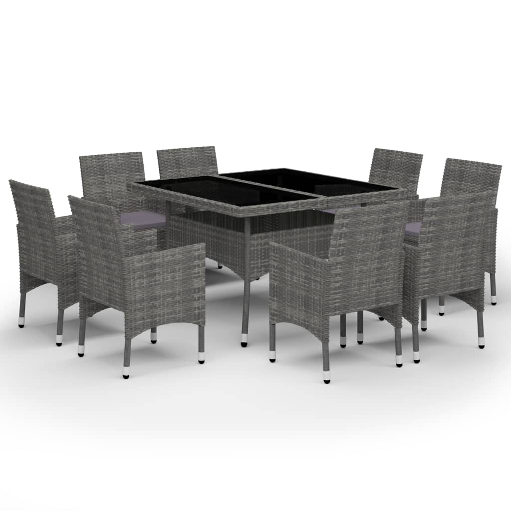 9-delige Tuinset poly rattan en glas grijs is nu te koop bij PeponiXL, paradijselijk wonen!