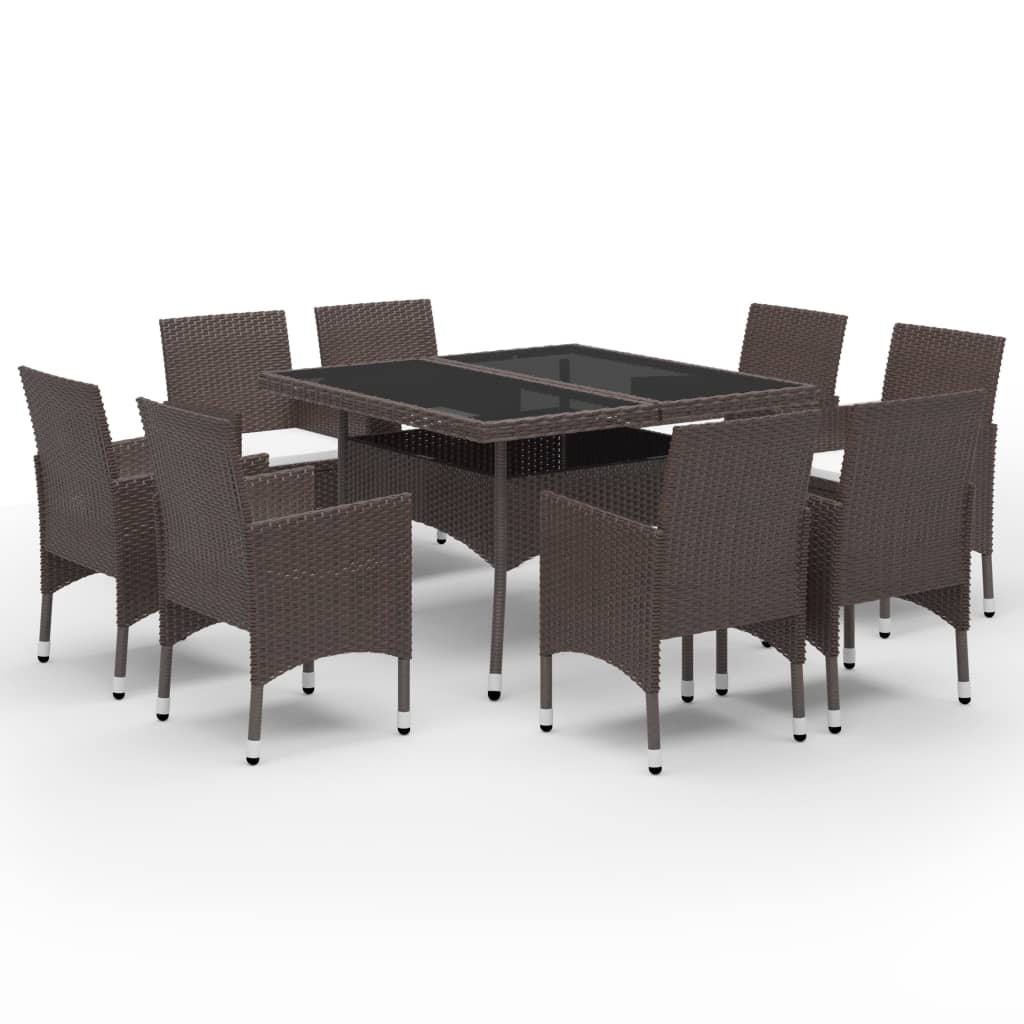 9-delige Tuinset poly rattan en glas bruin is nu te koop bij PeponiXL, paradijselijk wonen!