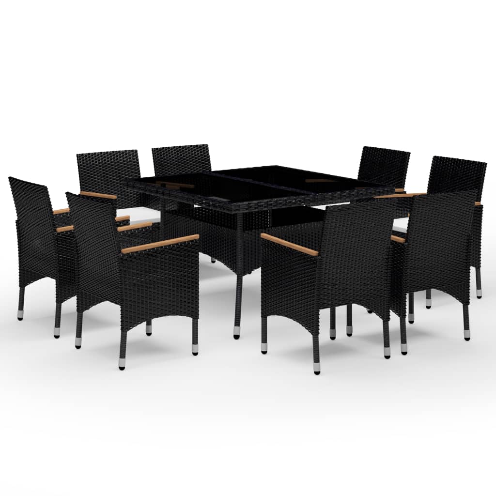 9-delige Tuinset poly rattan en acaciahout zwart is nu te koop bij PeponiXL, paradijselijk wonen!
