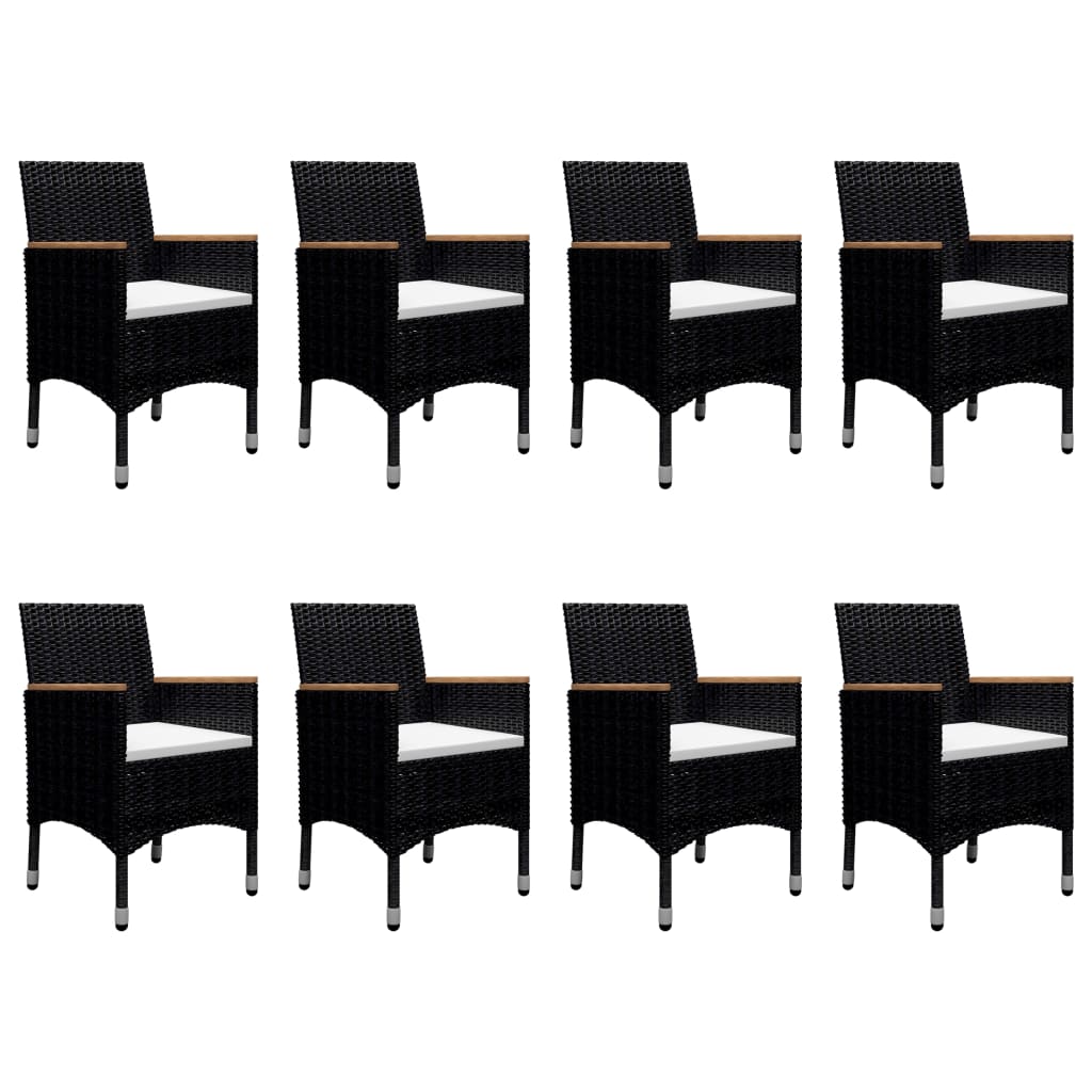 9-delige Tuinset poly rattan en acaciahout zwart is nu te koop bij PeponiXL, paradijselijk wonen!