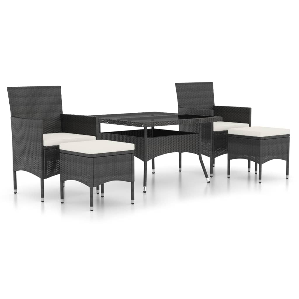 5-delige Tuinset poly rattan en gehard glas zwart is nu te koop bij PeponiXL, paradijselijk wonen!