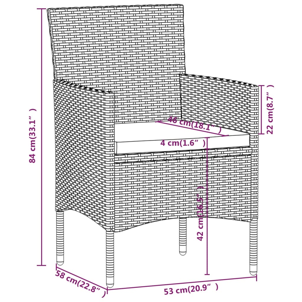 5-delige Tuinset poly rattan en gehard glas zwart is nu te koop bij PeponiXL, paradijselijk wonen!