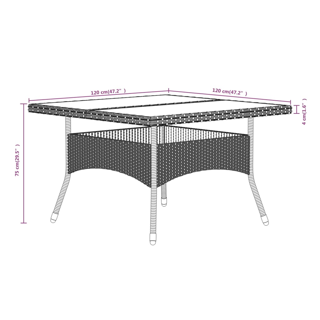 5-delige Tuinset poly rattan en gehard glas zwart is nu te koop bij PeponiXL, paradijselijk wonen!