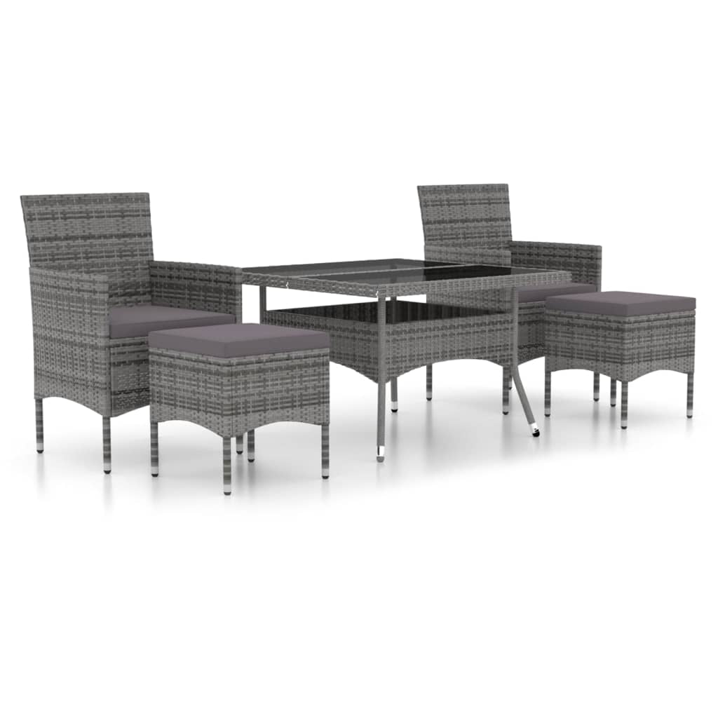 5-delige Tuinset poly rattan en gehard glas grijs is nu te koop bij PeponiXL, paradijselijk wonen!