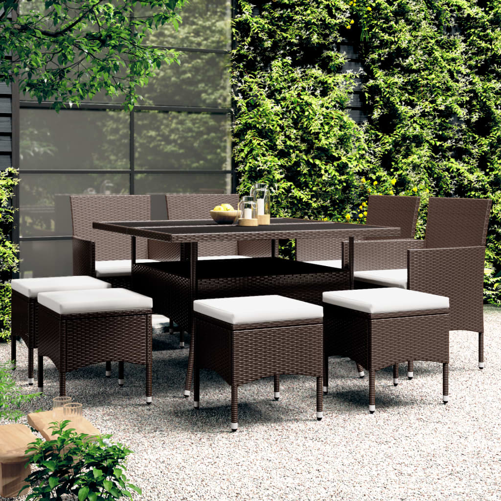 9-delige Tuinset poly rattan bruin is nu te koop bij PeponiXL, paradijselijk wonen!