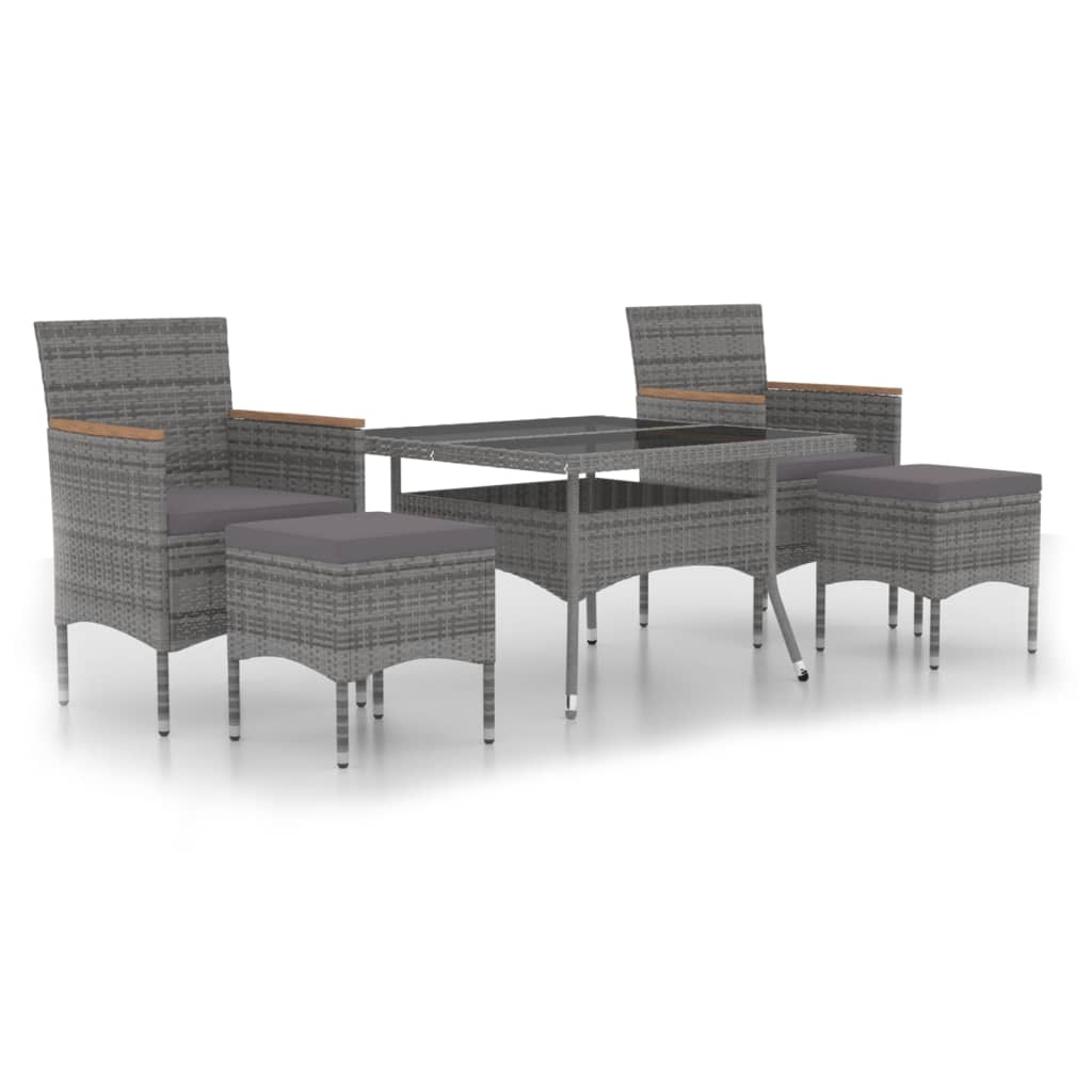 5-delige Tuinset poly rattan en gehard glas grijs is nu te koop bij PeponiXL, paradijselijk wonen!