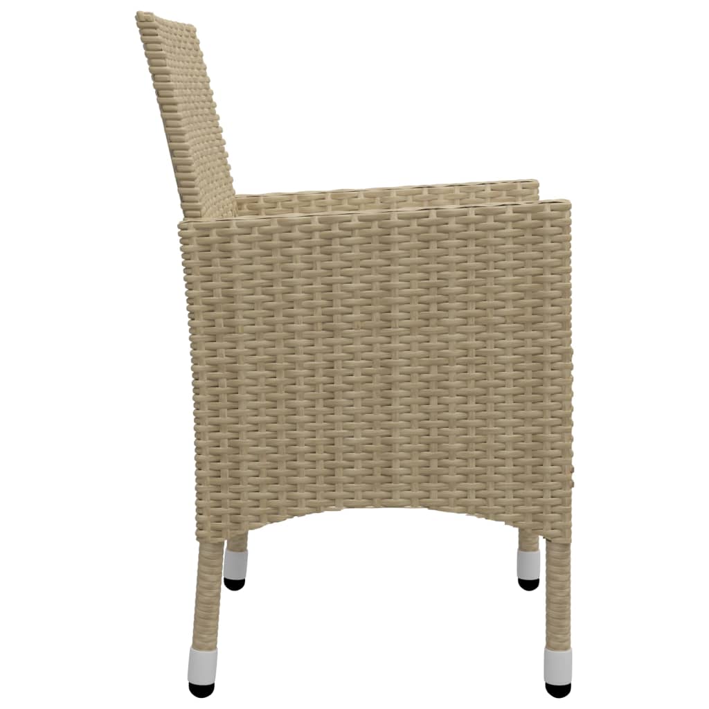 3-delige Bistroset poly rattan en gehard glas beige is nu te koop bij PeponiXL, paradijselijk wonen!