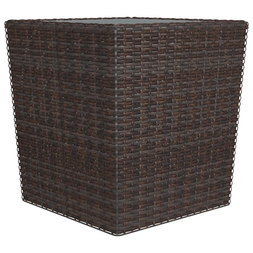 3-delige Bistroset poly rattan en gehard glas bruin