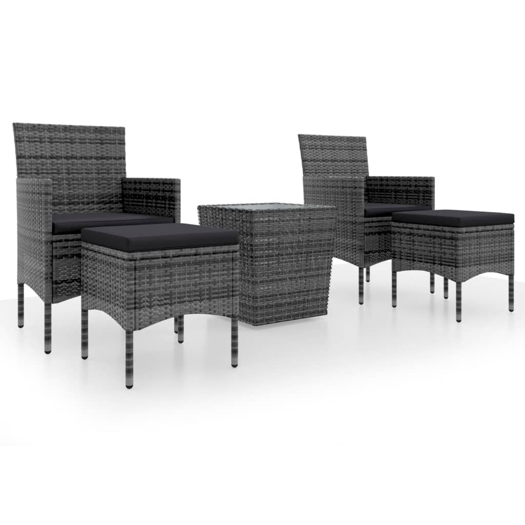 5-delige Bistroset poly rattan en gehard glas grijs is nu te koop bij PeponiXL, paradijselijk wonen!