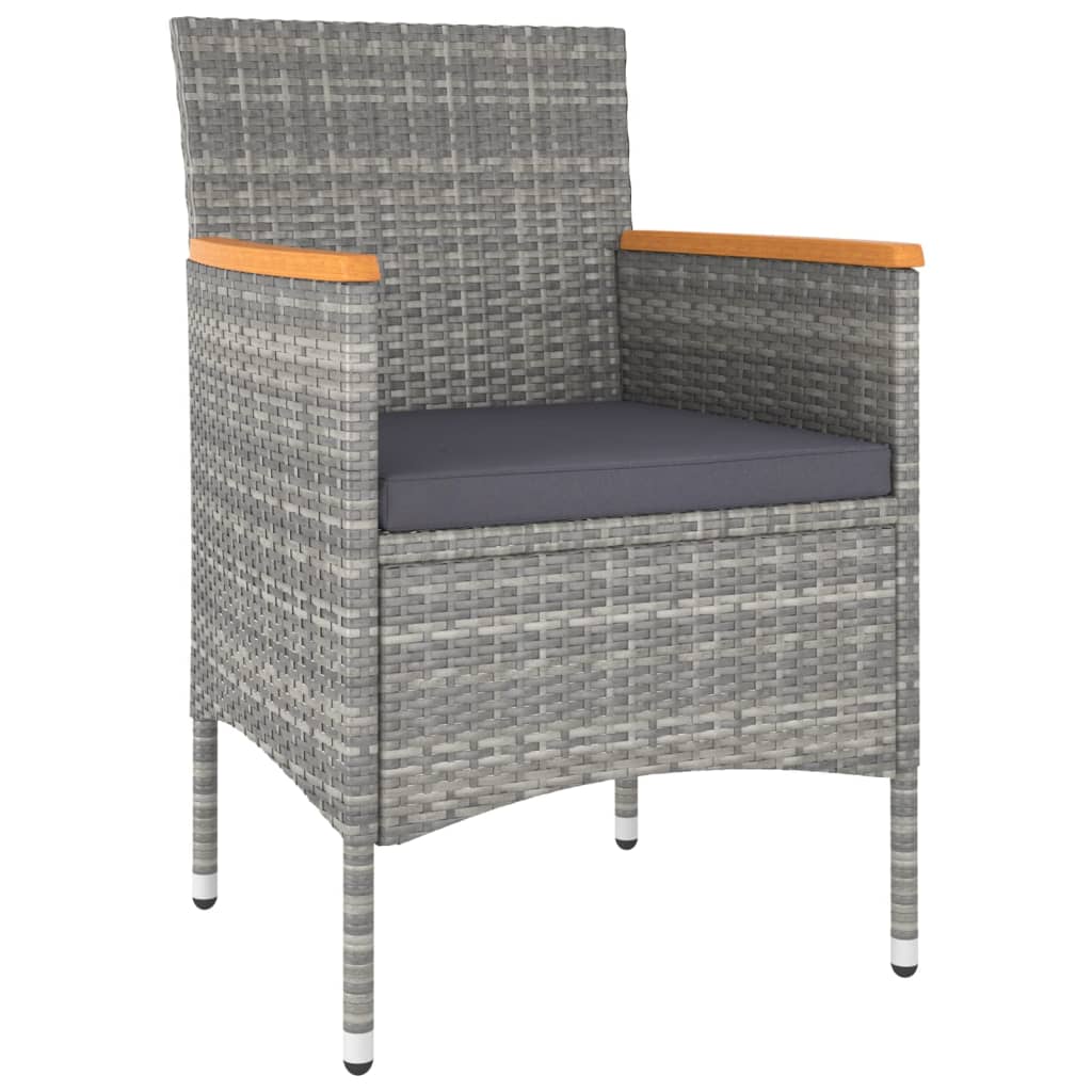 5-delige Bistroset poly rattan en gehard glas grijs is nu te koop bij PeponiXL, paradijselijk wonen!