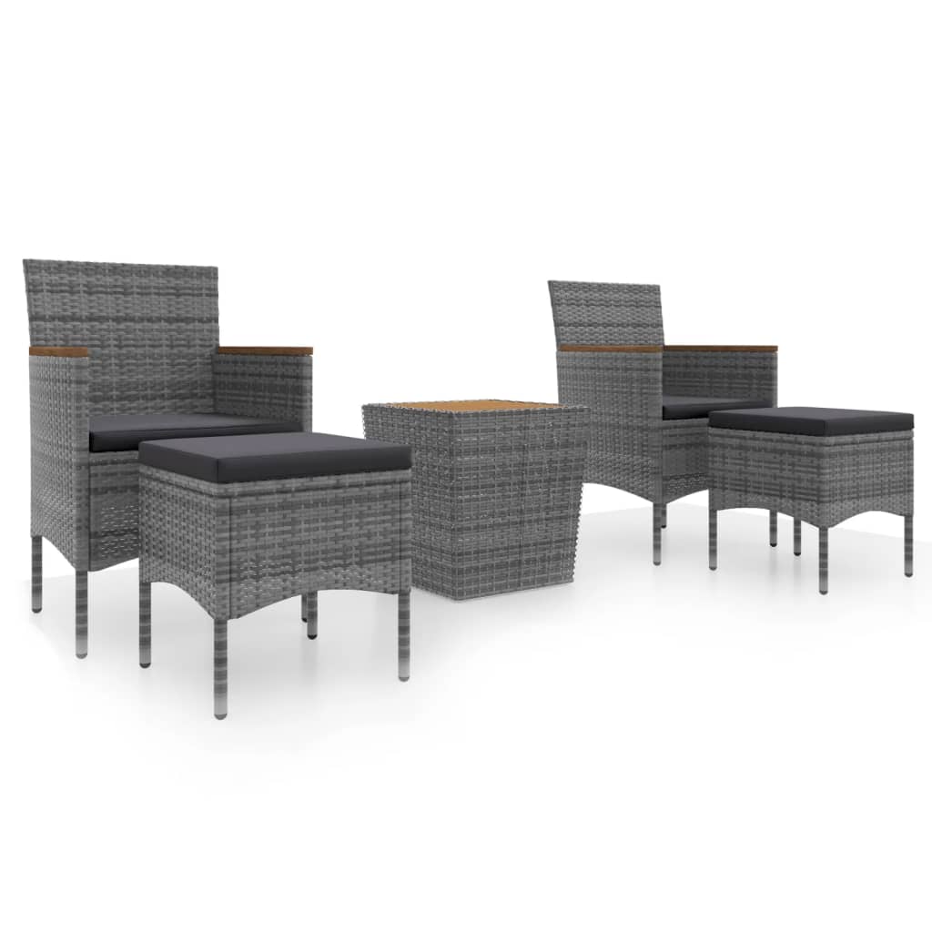 5-delige Bistroset poly rattan en massief acaciahout grijs is nu te koop bij PeponiXL, paradijselijk wonen!