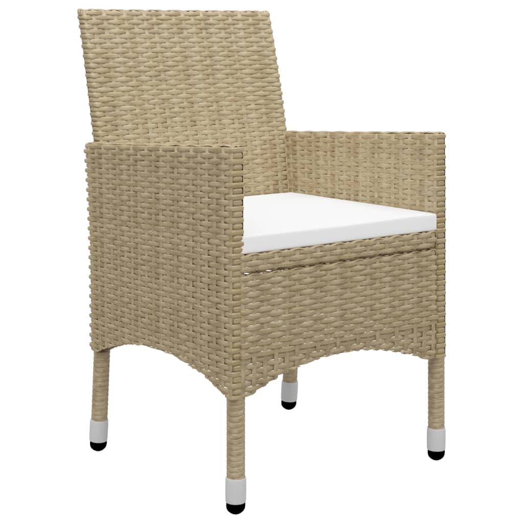 3-delige Bistroset poly rattan en gehard glas beige is nu te koop bij PeponiXL, paradijselijk wonen!