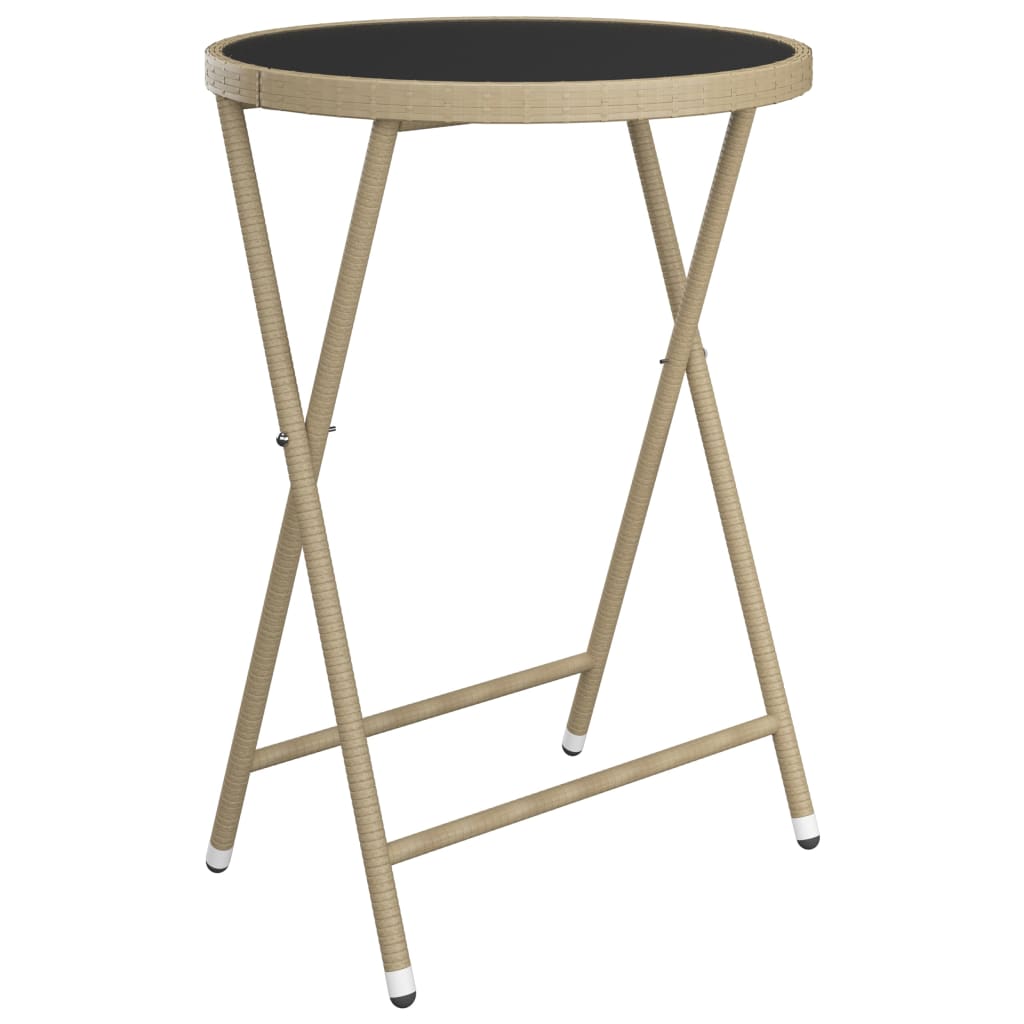 3-delige Bistroset poly rattan en gehard glas beige is nu te koop bij PeponiXL, paradijselijk wonen!