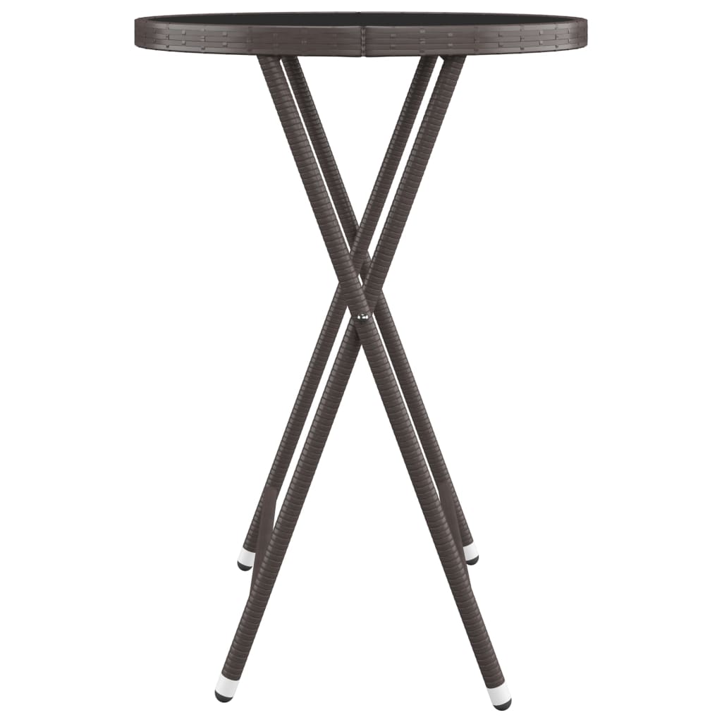 3-delige Bistroset poly rattan en gehard glas bruin