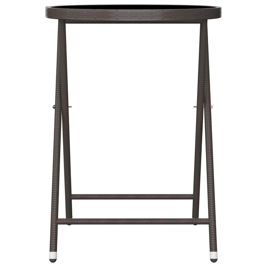3-delige Bistroset poly rattan en gehard glas bruin